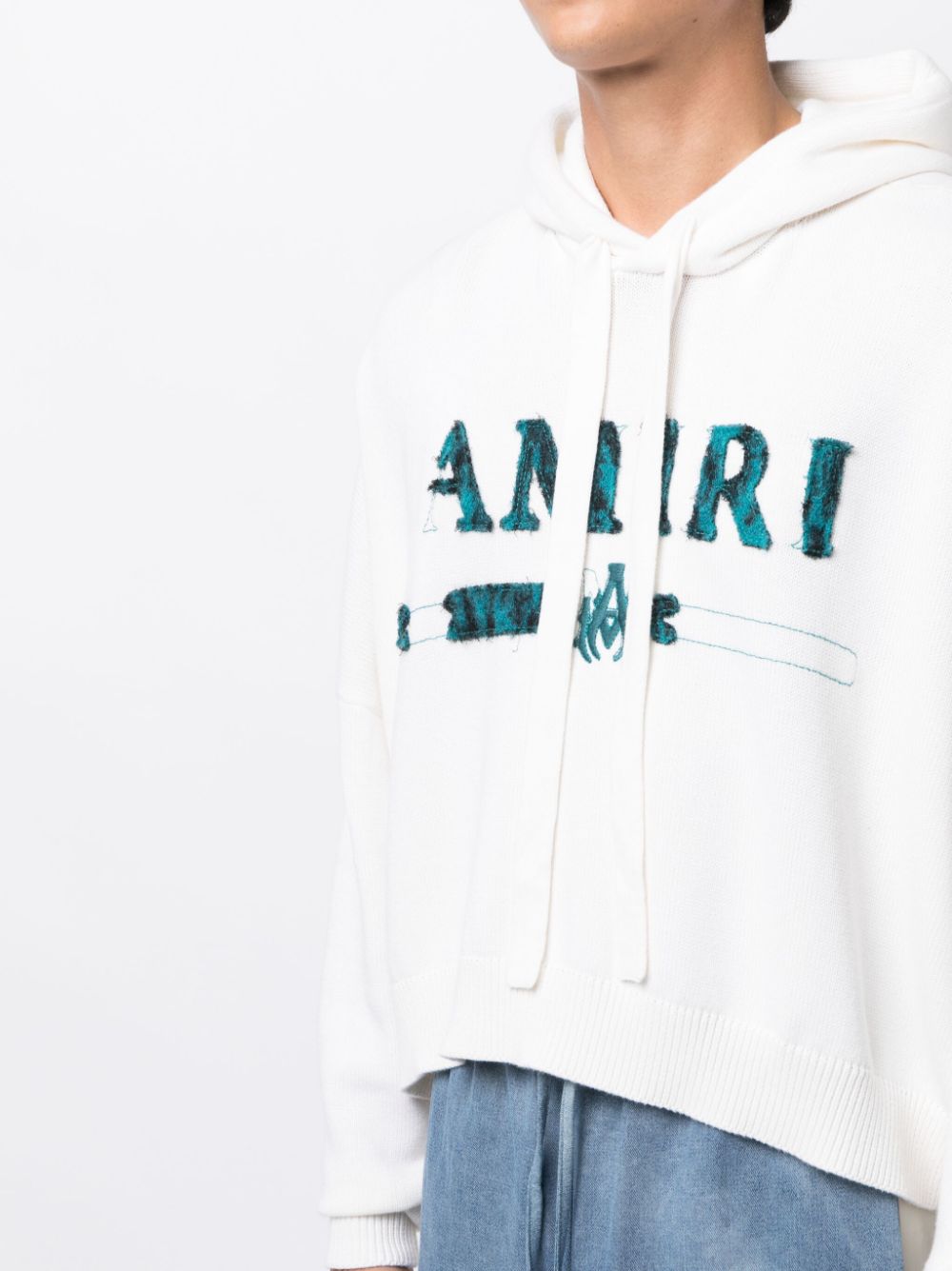 Shop Amiri Logo-embroidered Hooded Jumper In Weiss