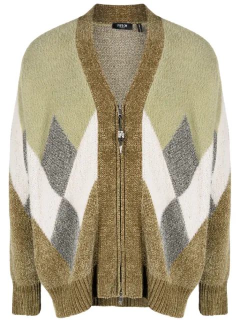 FIVE CM argyle-check pattern V-neck cardigan
