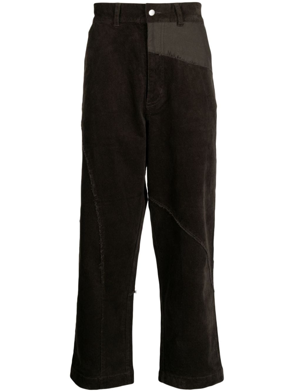 Five Cm Patchwork Corduroy Straight-leg Trousers In Brown