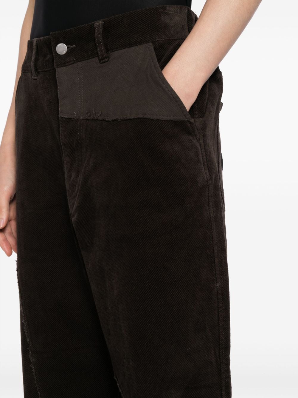 Shop Five Cm Patchwork Corduroy Straight-leg Trousers In Brown