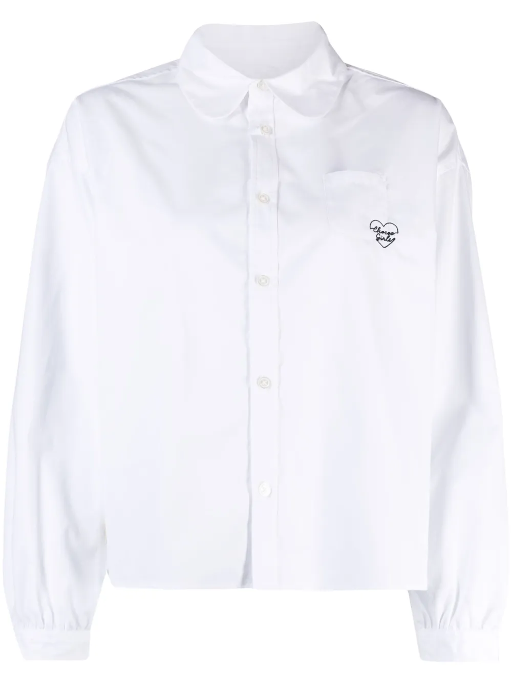 CHOCOOLATE Cropped blouse met geborduurd logo Wit