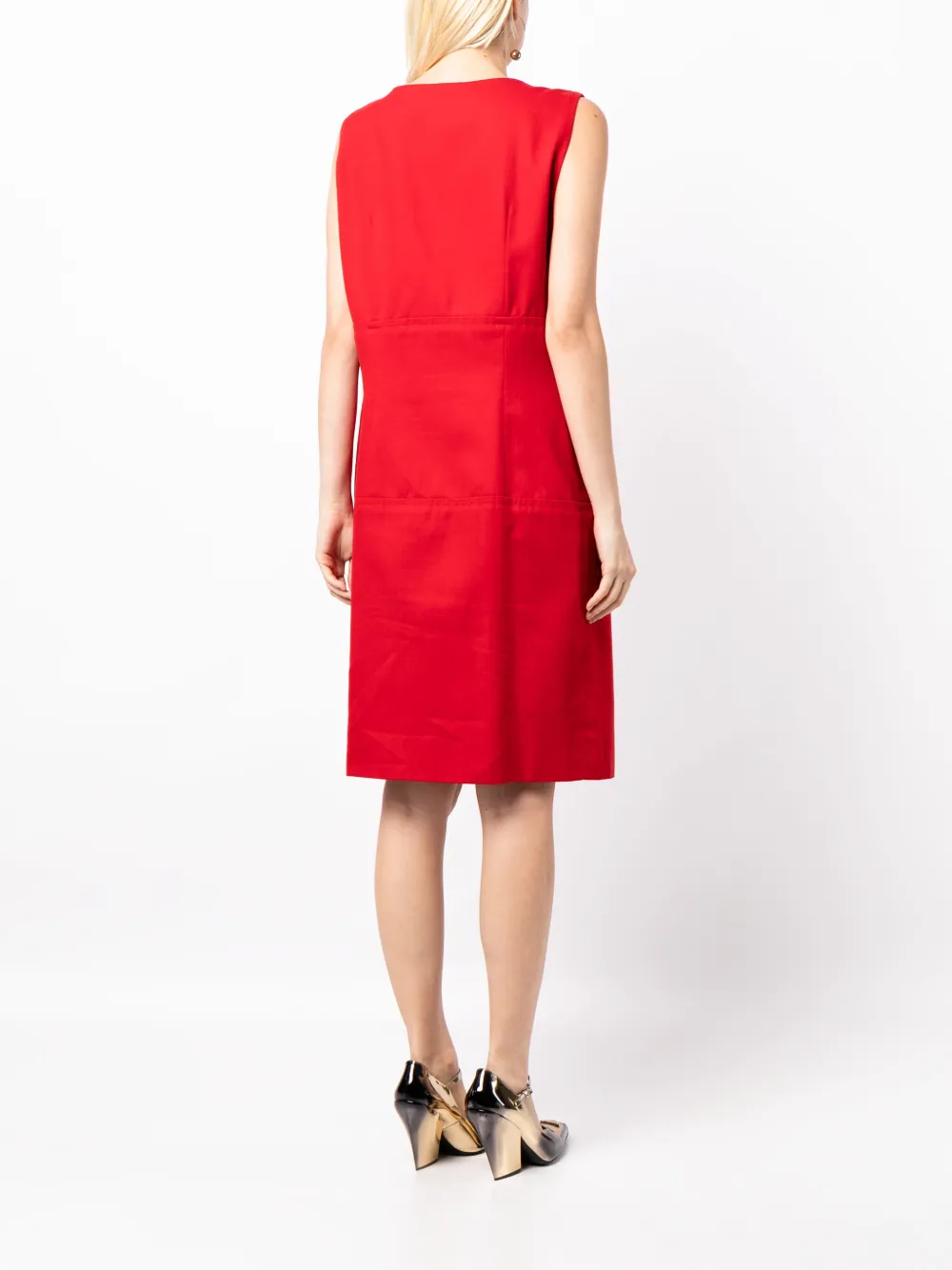 Pre-owned Celine 1990-2000s Sleeveless Midi Dress In Red