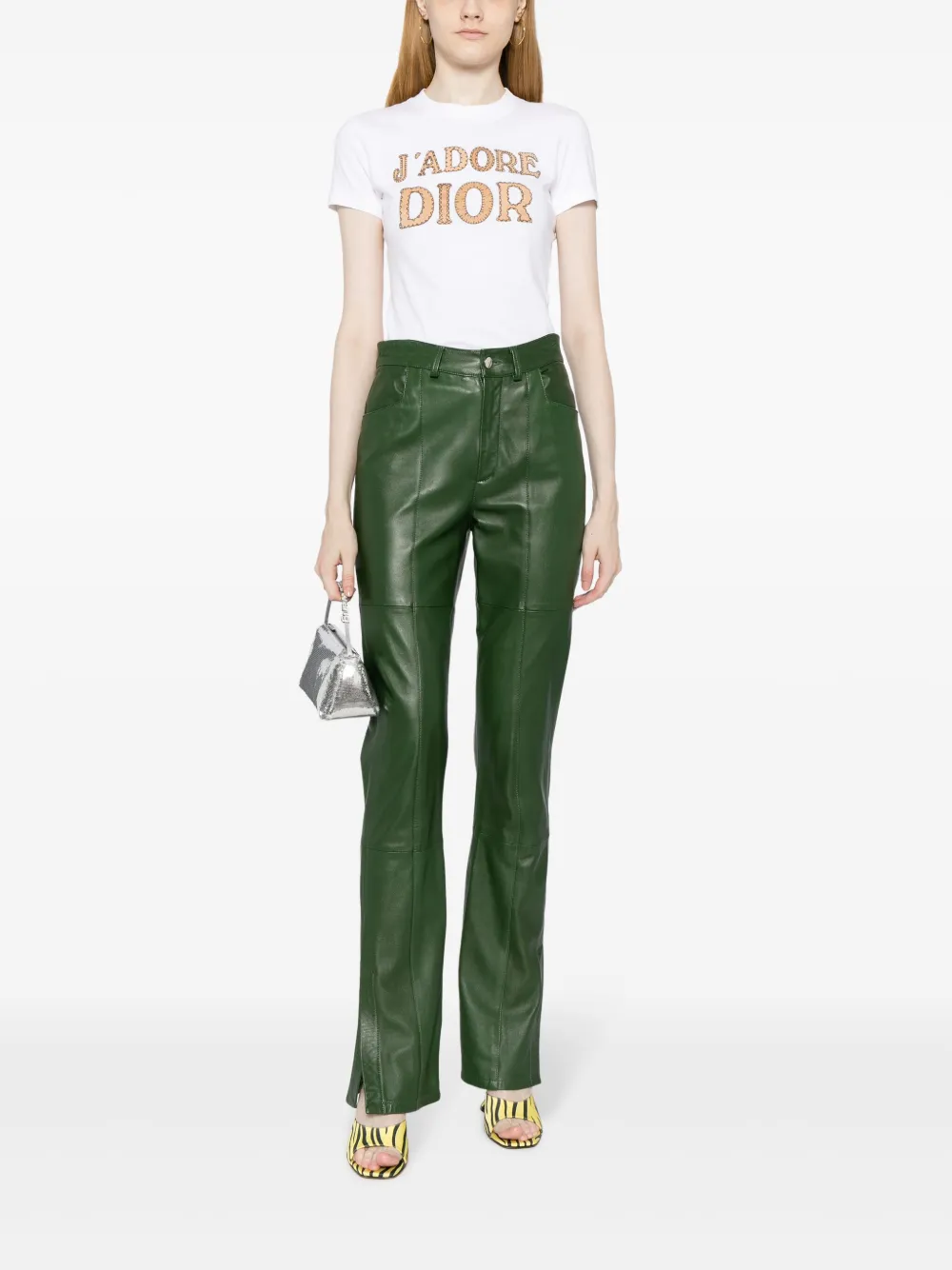 Christian Dior 1990-2000s pre-owned T-shirt met logoplakkaat - Wit