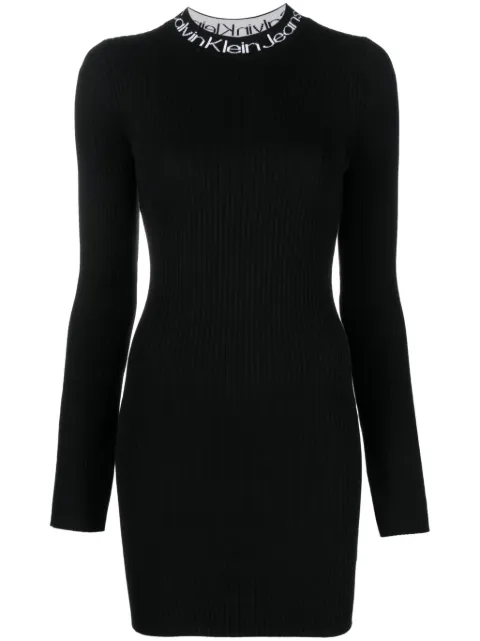Calvin Klein Jeans logo-intarsia ribbed-knit dress