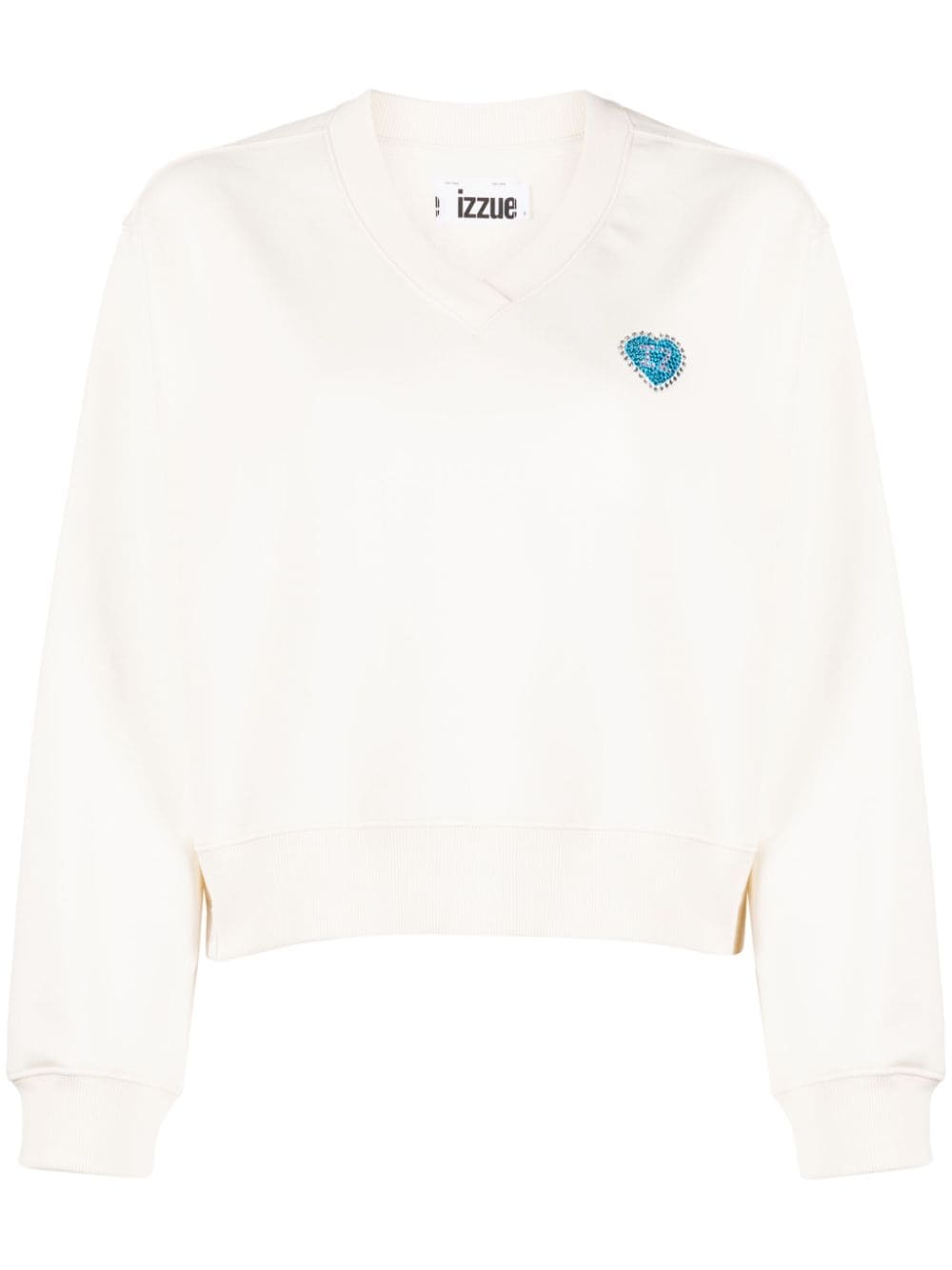 Izzue V-neck Drop-shoulder Sweatshirt In White