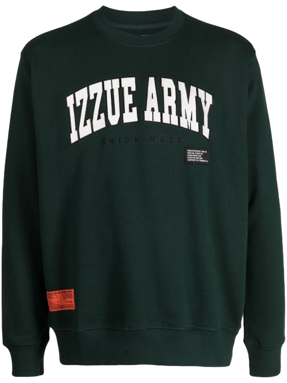 Izzue College Logo-appliqué Cotton Sweatshirt In Green