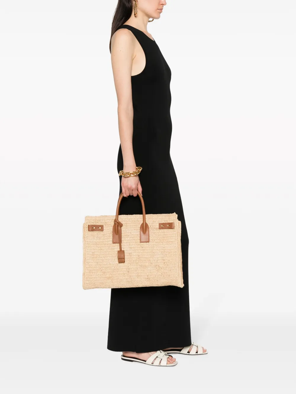 Saint Laurent Sac de Jour geweven shopper - Beige