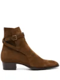 Saint Laurent Wyatt 4mm suede ankle boots - Brown