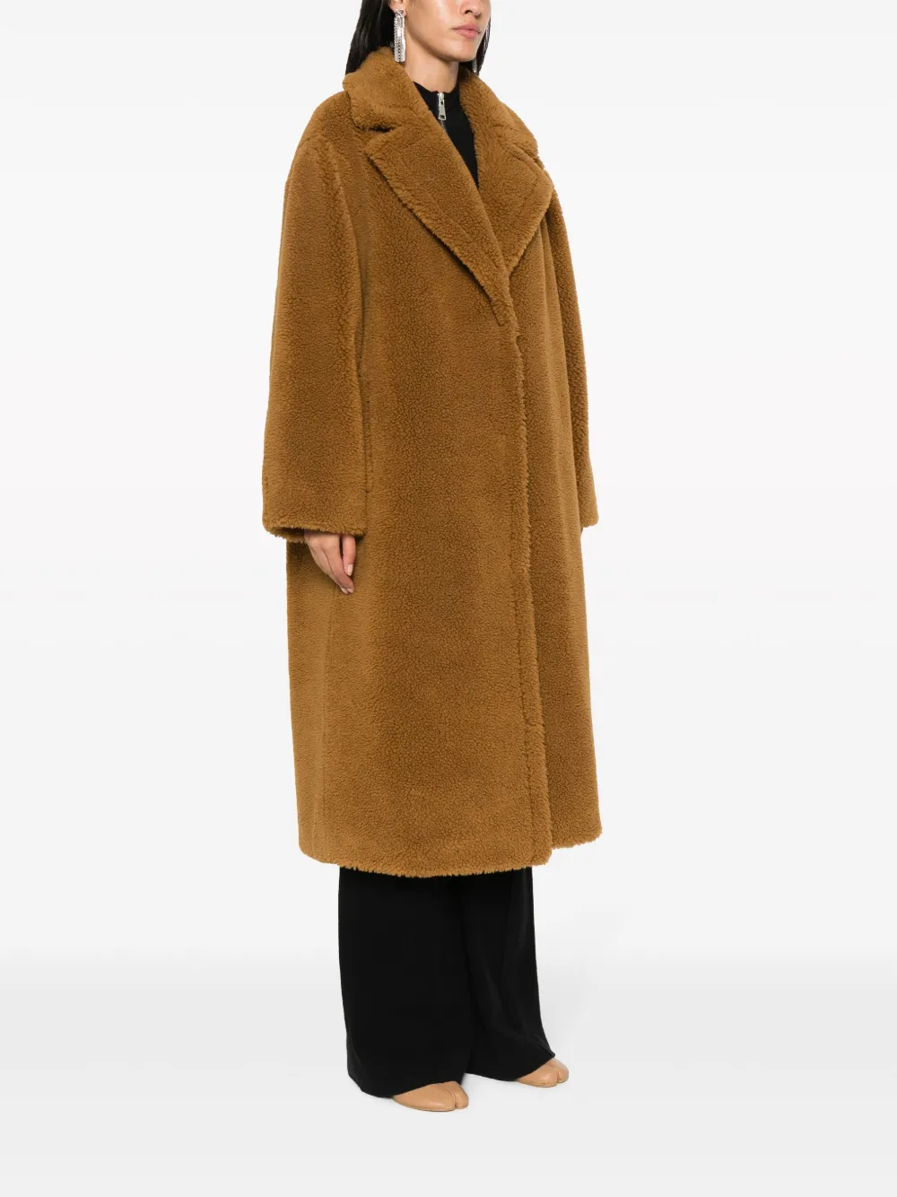 Stand Studio Maria Single-breasted Midi Coat In Brown