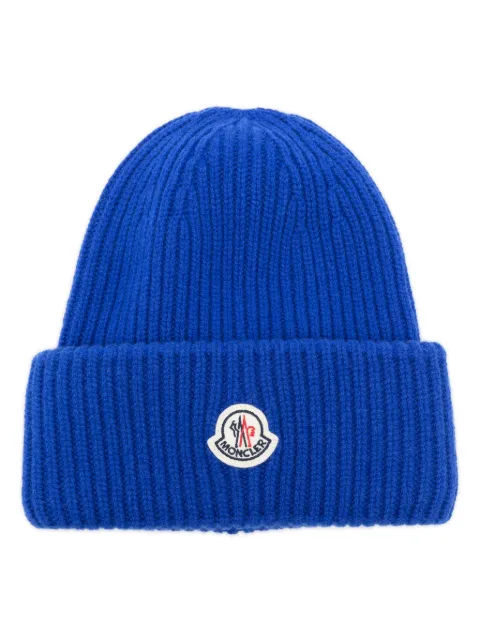 Moncler logo-patch ribbed-knit beanie