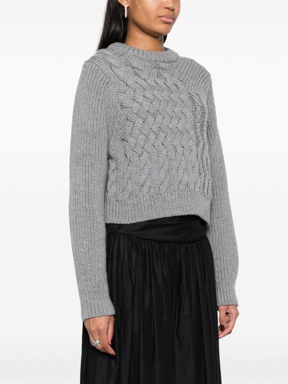 Shop Cecilie Bahnsen Jolene Fisherman-knit Wool Jumper In Grey