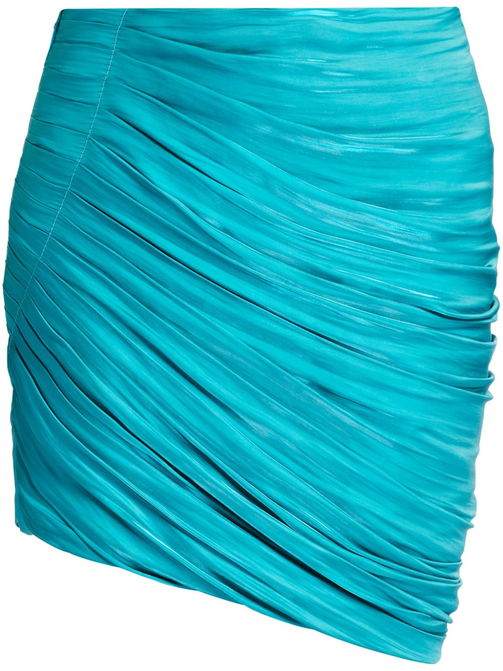 Versace Draped Techno Shiny Twill Mini Skirt In Glacier Green