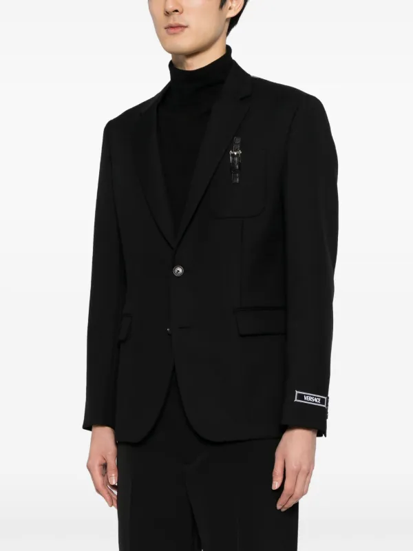 ジャケット Versace Single-Breasted Jacket Versace buckle-detail single-breasted Blazer | Black | FARFETCH