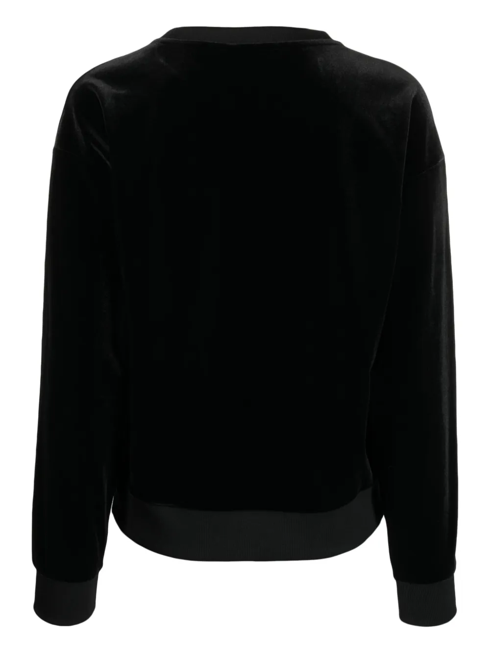 Armani Exchange embroidered-logo velvet-textured sweatshirt - Zwart