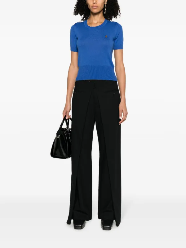 Vivienne Westwood Orb-embroidered fine-knit Top | Blue | FARFETCH
