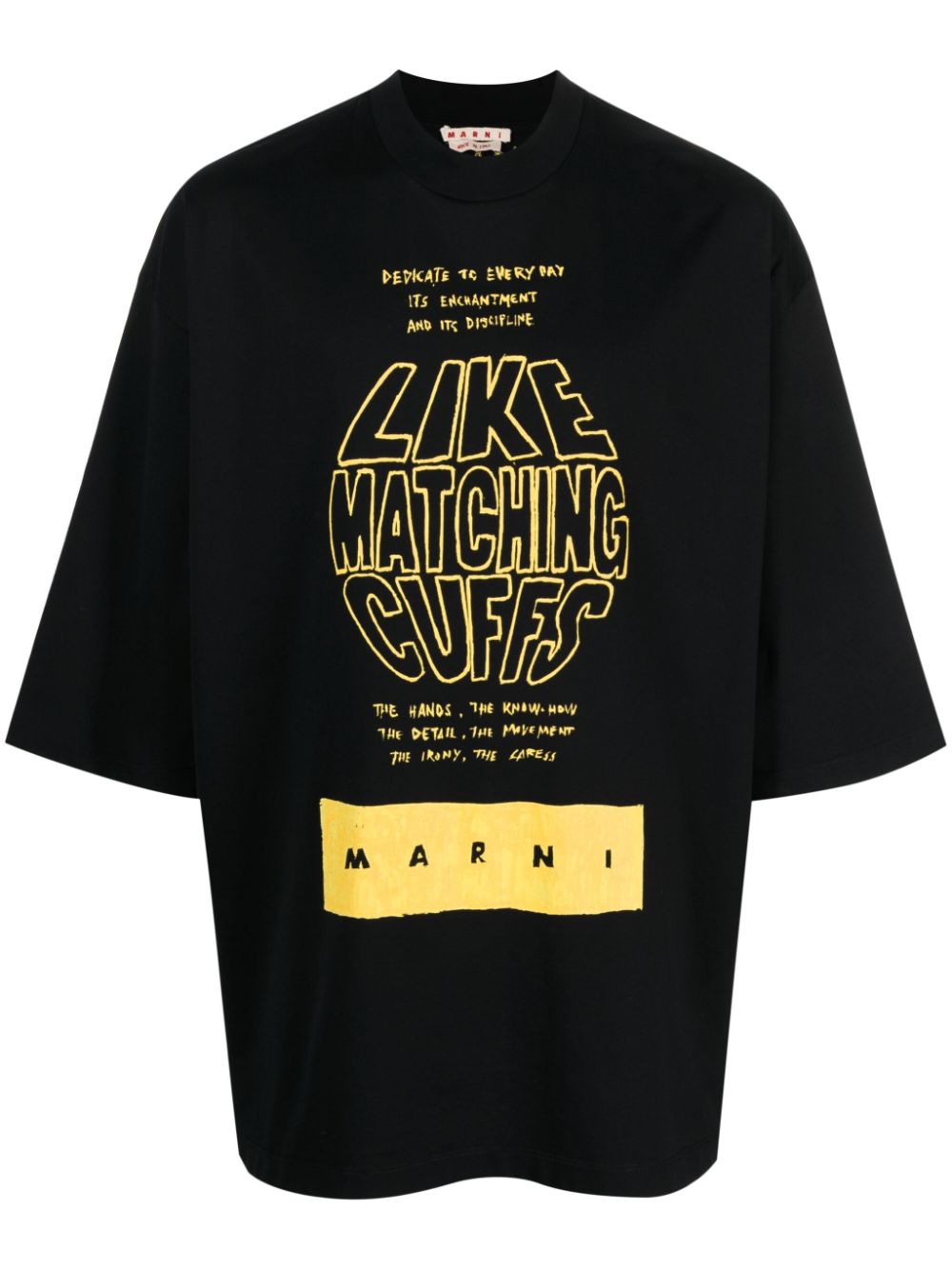 Shop Marni Slogan-print Cotton T-shirt In Black