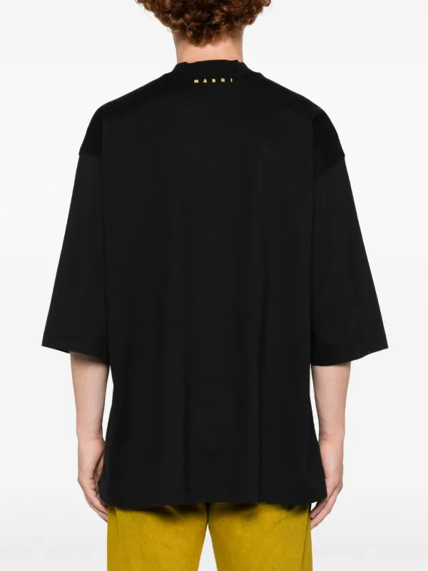 ★MARNI★ Slogan Print Short Sleeve T-Shirt Black HUMU0275XP Marni slogan-print Cotton T-shirt | Black | FARFETCH