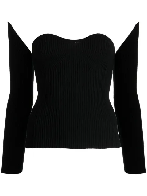 Rokh detachable-sleeve ribbed-knit top