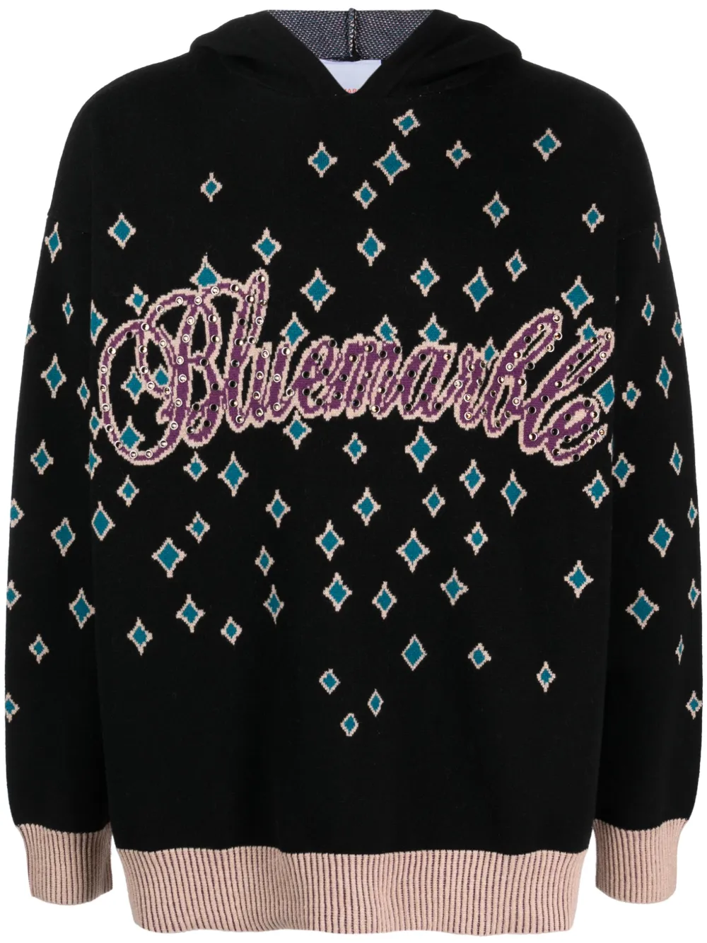 Shop Bluemarble Rhinestone-embellished Jacquard Jumper In Black