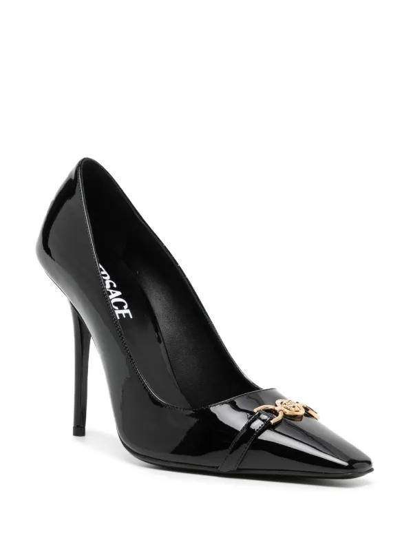 Versace Zapatillas Con Efecto De Charol y Tacón De 110mm | Negro