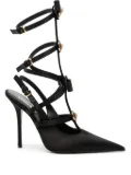 Versace Gianni Ribbon caged satin pumps - Black