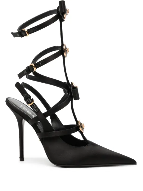 Versace Gianni Ribbon caged satin pumps