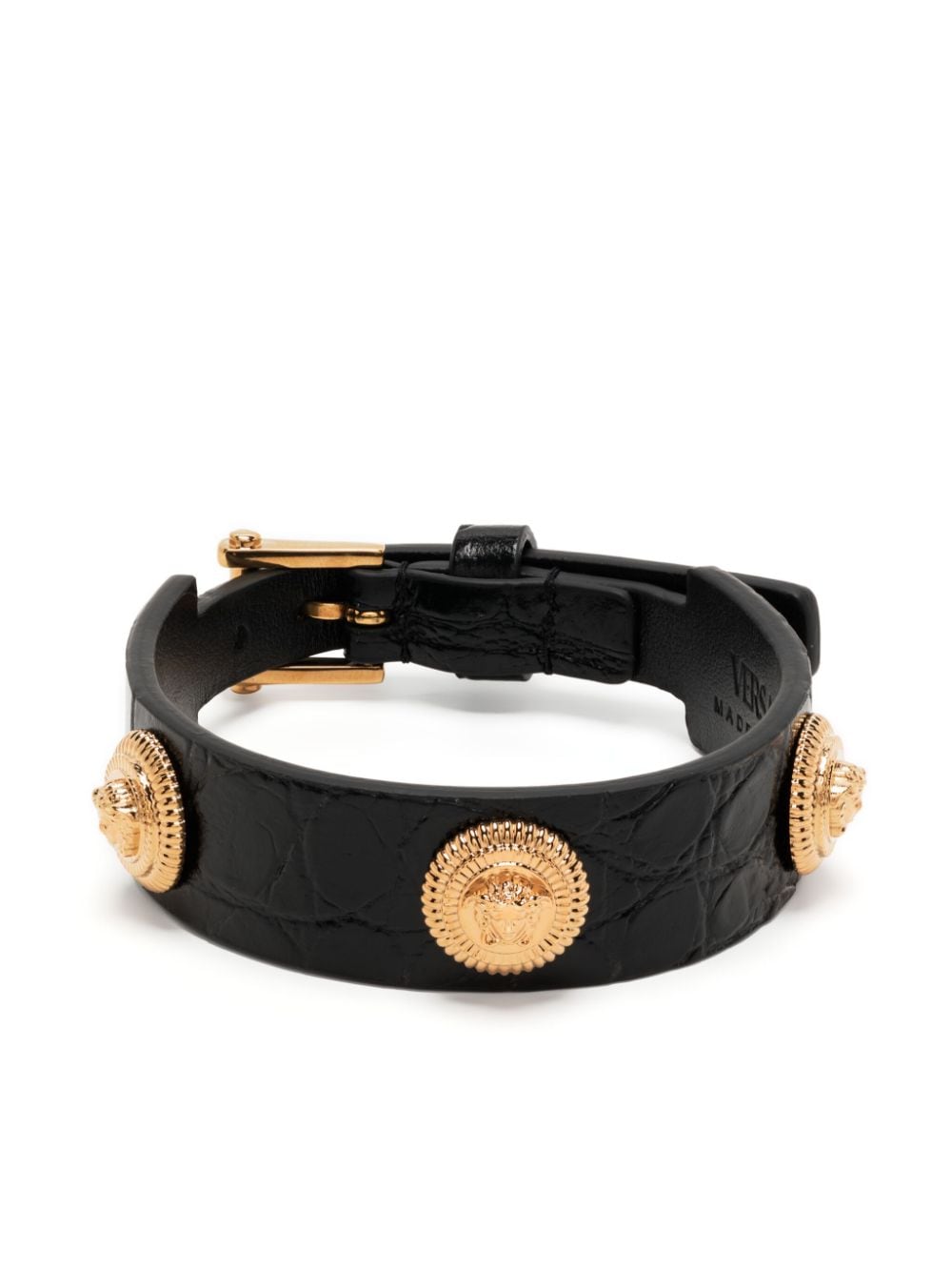 Versace croc-effect Medusa Biggie bracelet - Black