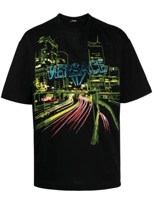 T-shirt City Lights à broderies - Versace - Modalova