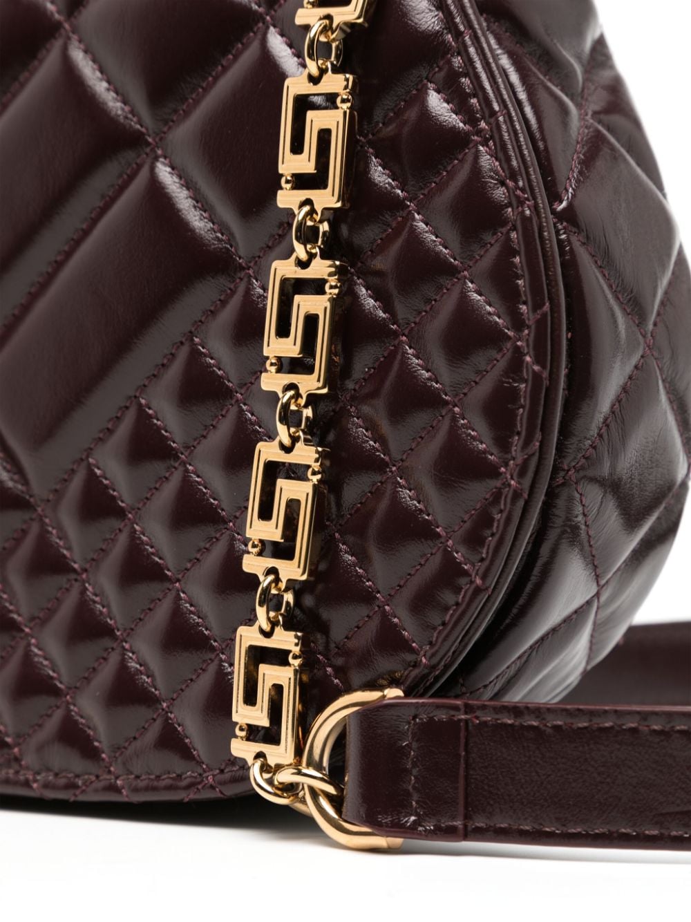 Shop Versace Greca Goddess Shoulder Bag In Brown