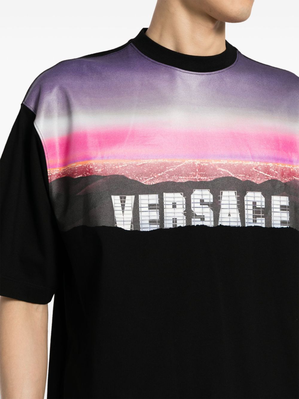 Versace T-shirt met print Zwart