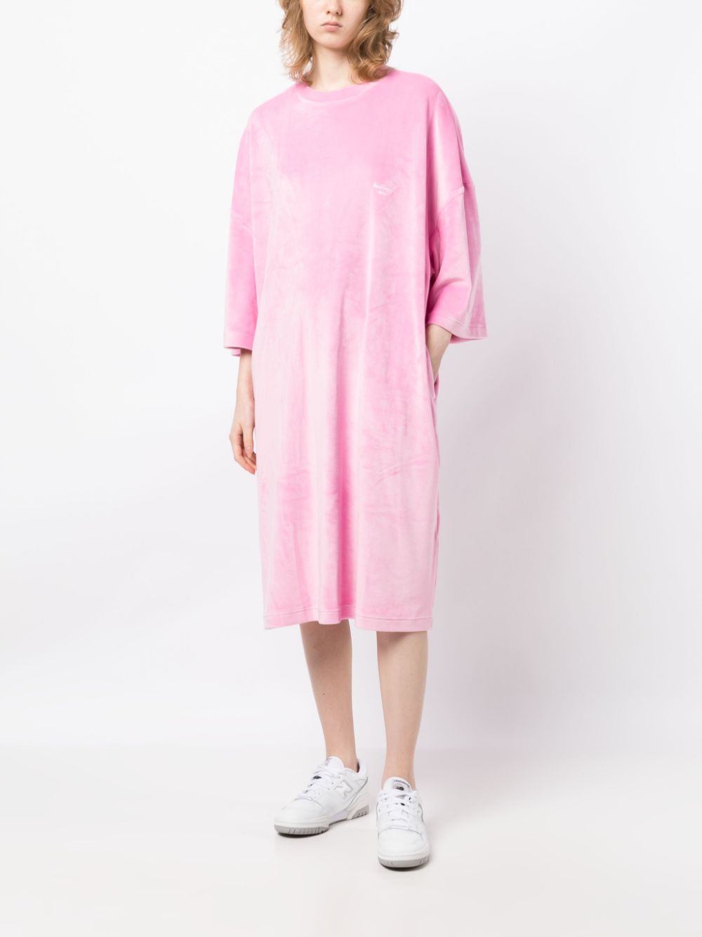 Shop Team Wang Design Sparkles Velvet Shirtdress In Pink