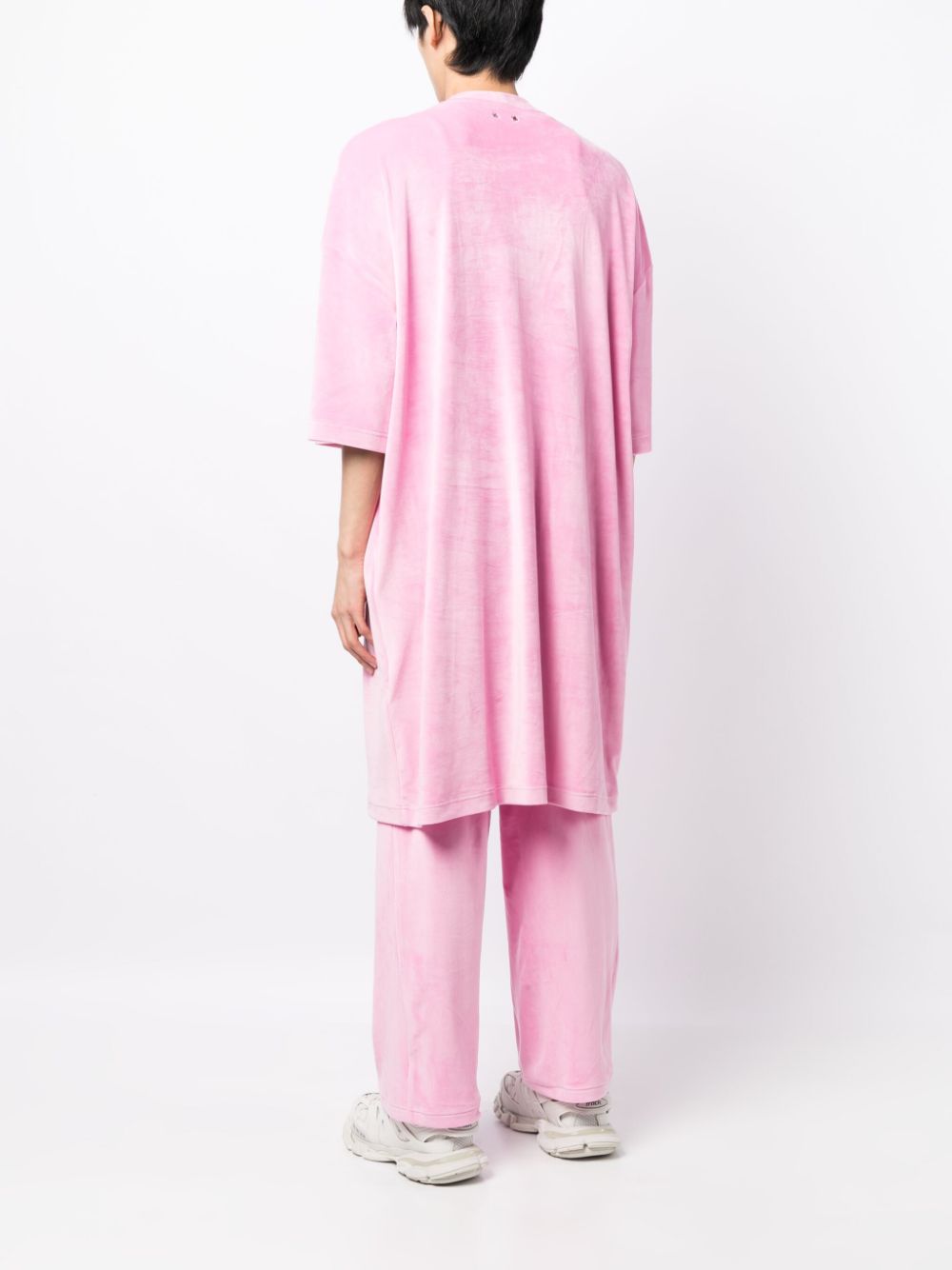 Shop Team Wang Design Sparkles Velvet Shirtdress In Pink