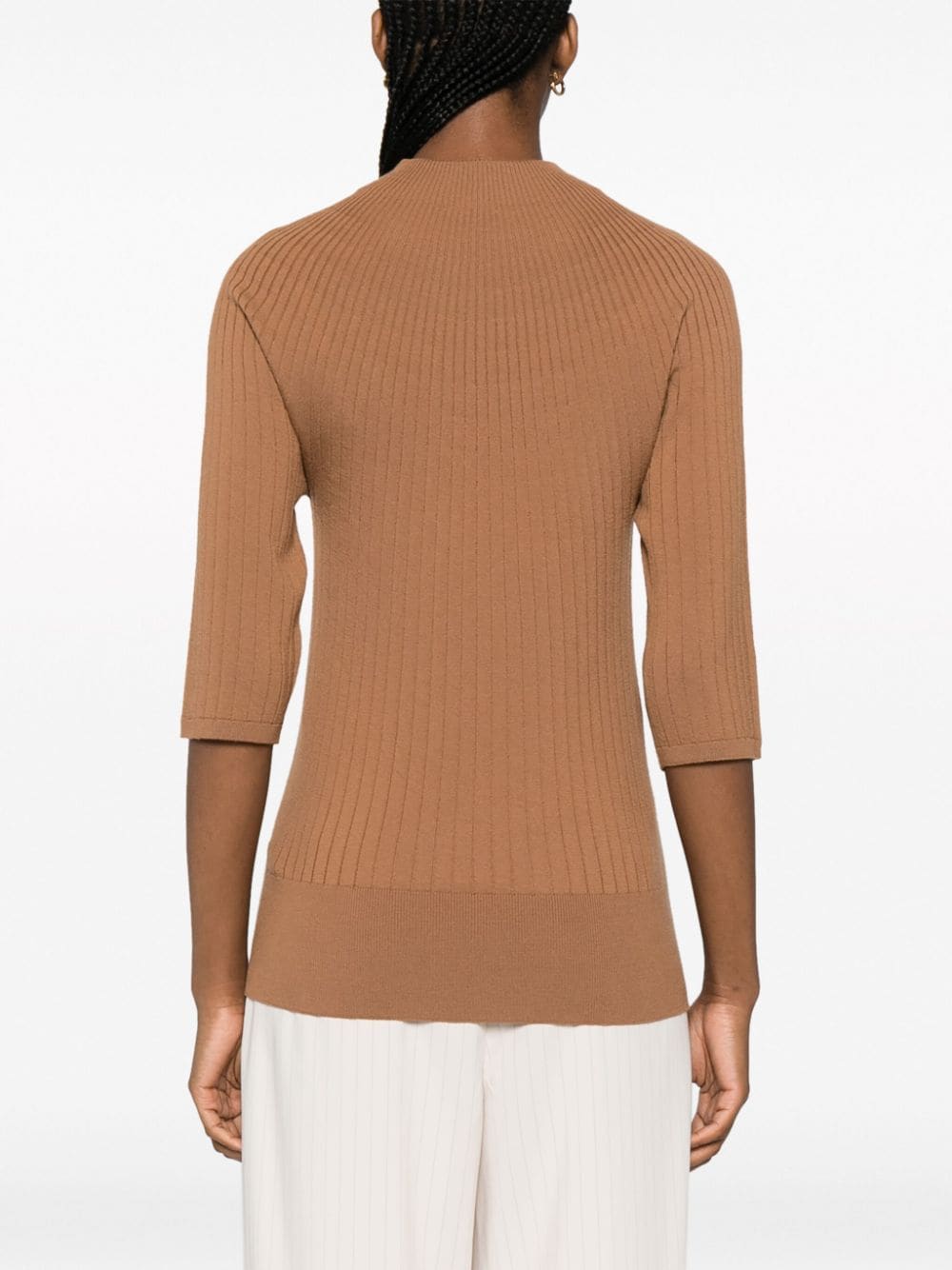 Shop Malo Ribbed-knit Wool Jumper In Brown