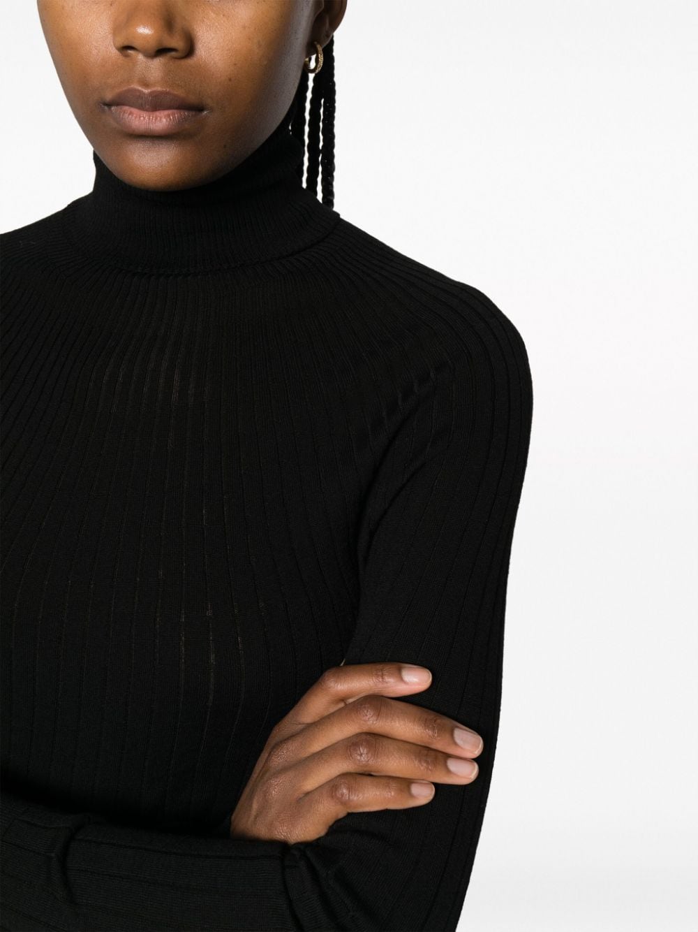 Shop Malo Roll-neck Ribbed-knit Jumper In Black