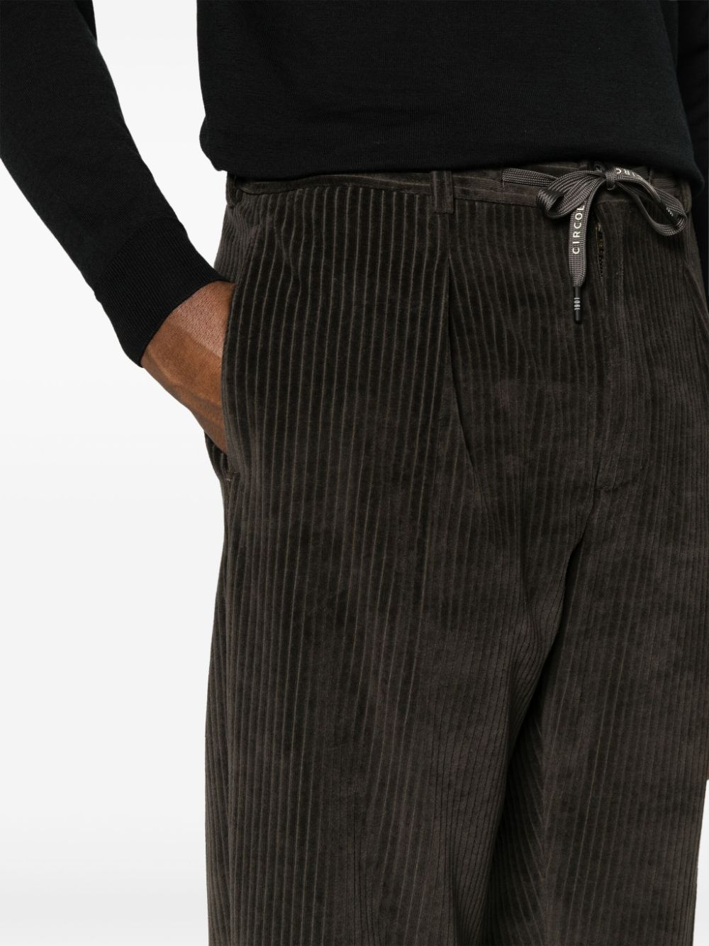 Shop Circolo 1901 Tapered Corduroy Drawstring Trousers In Grey