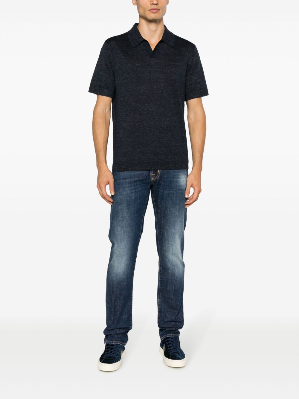 Shop Theory Brenan Short-sleeve Polo Shirt In Blue