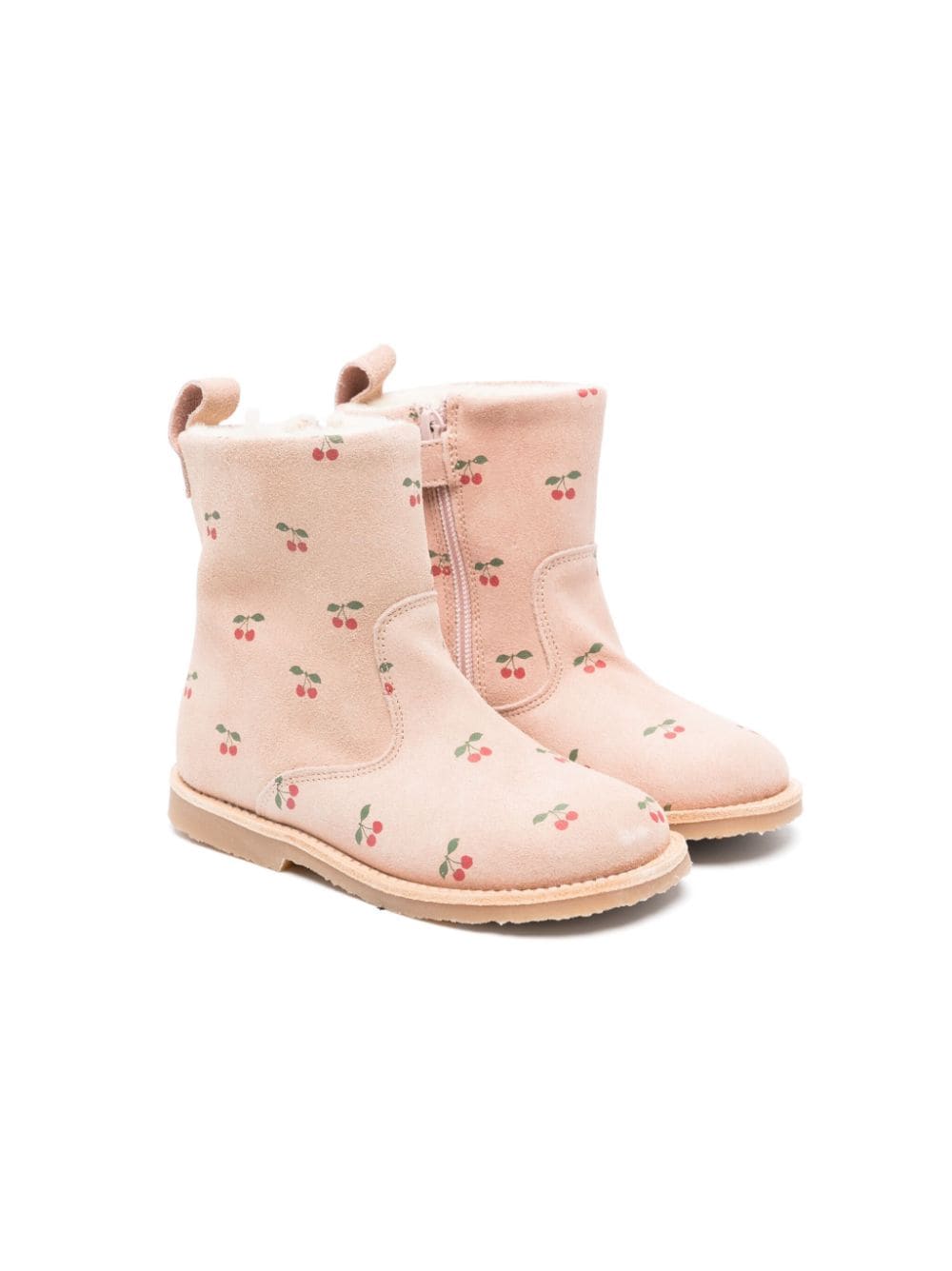 Konges Sløjd Kids' Cherry-print Suede Ankle Boots In Pink