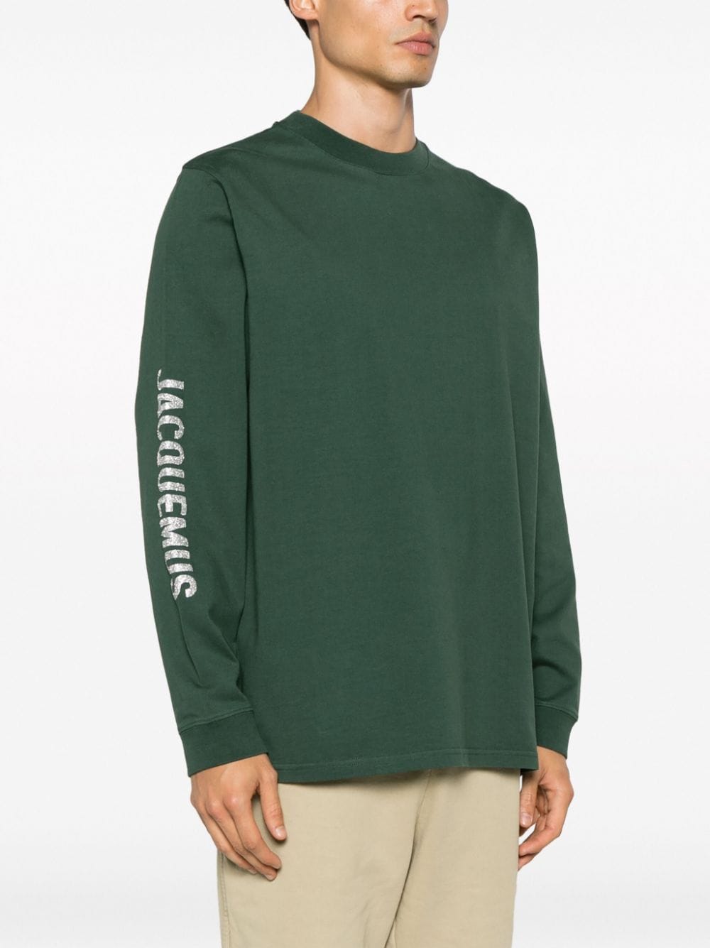 Shop Jacquemus Logo-print Long-sleeve T-shirt In Green