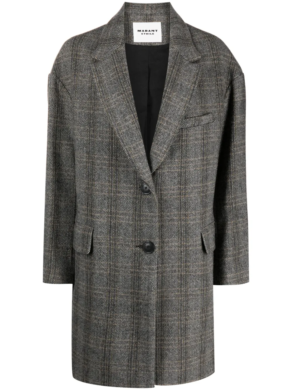 Isabel Marant Étoile Limiza Herringbone Oversized Wool Coat In Grey