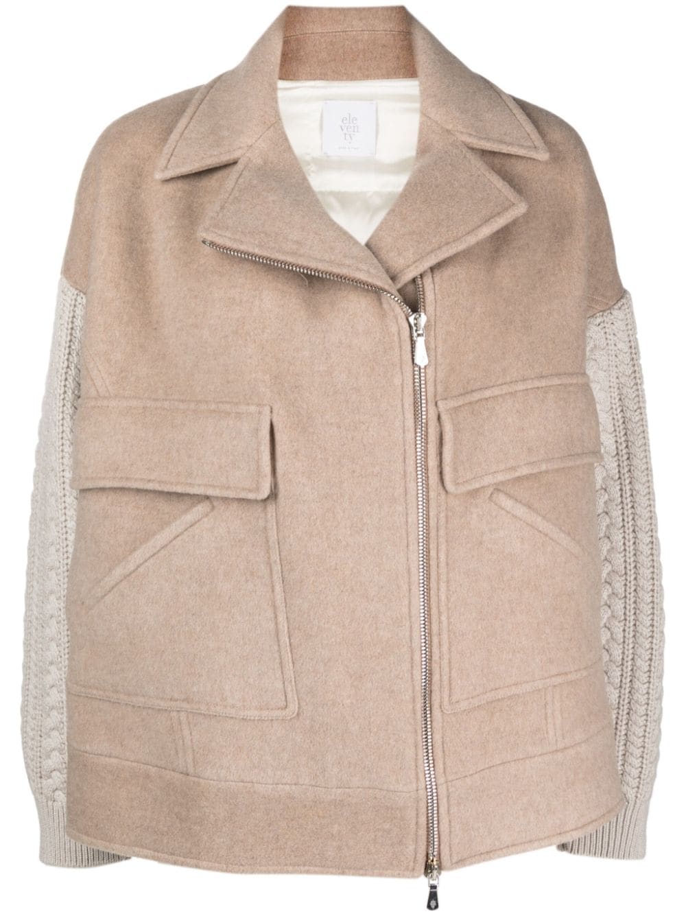 Eleventy Notched-lapels Wool-cashmere Blend Jacket In Neutrals