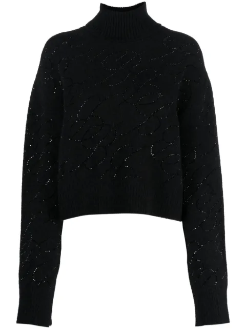 Blumarine crystal-embellished knitted jumper