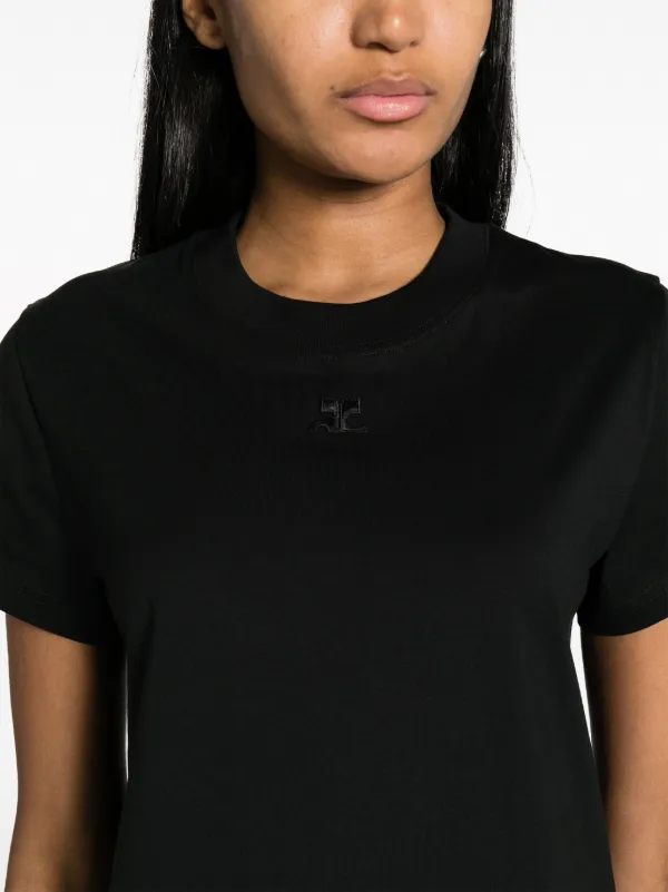 Courrèges crew-neck Jersey T-shirt | Black | FARFETCH MY