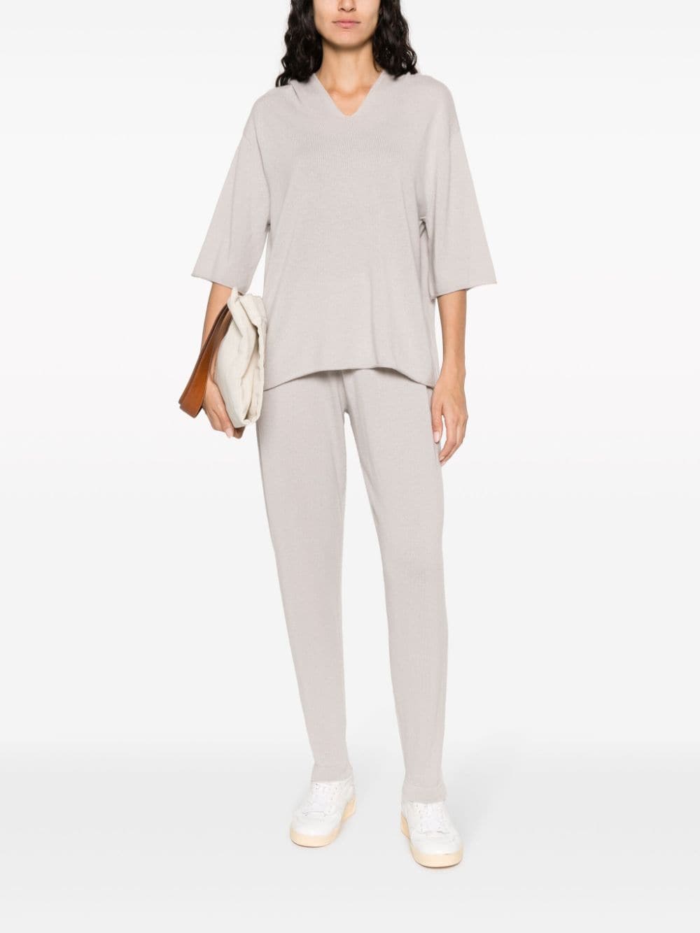 Shop Lisa Yang Hooded V-neck Cashmere Top In Neutrals