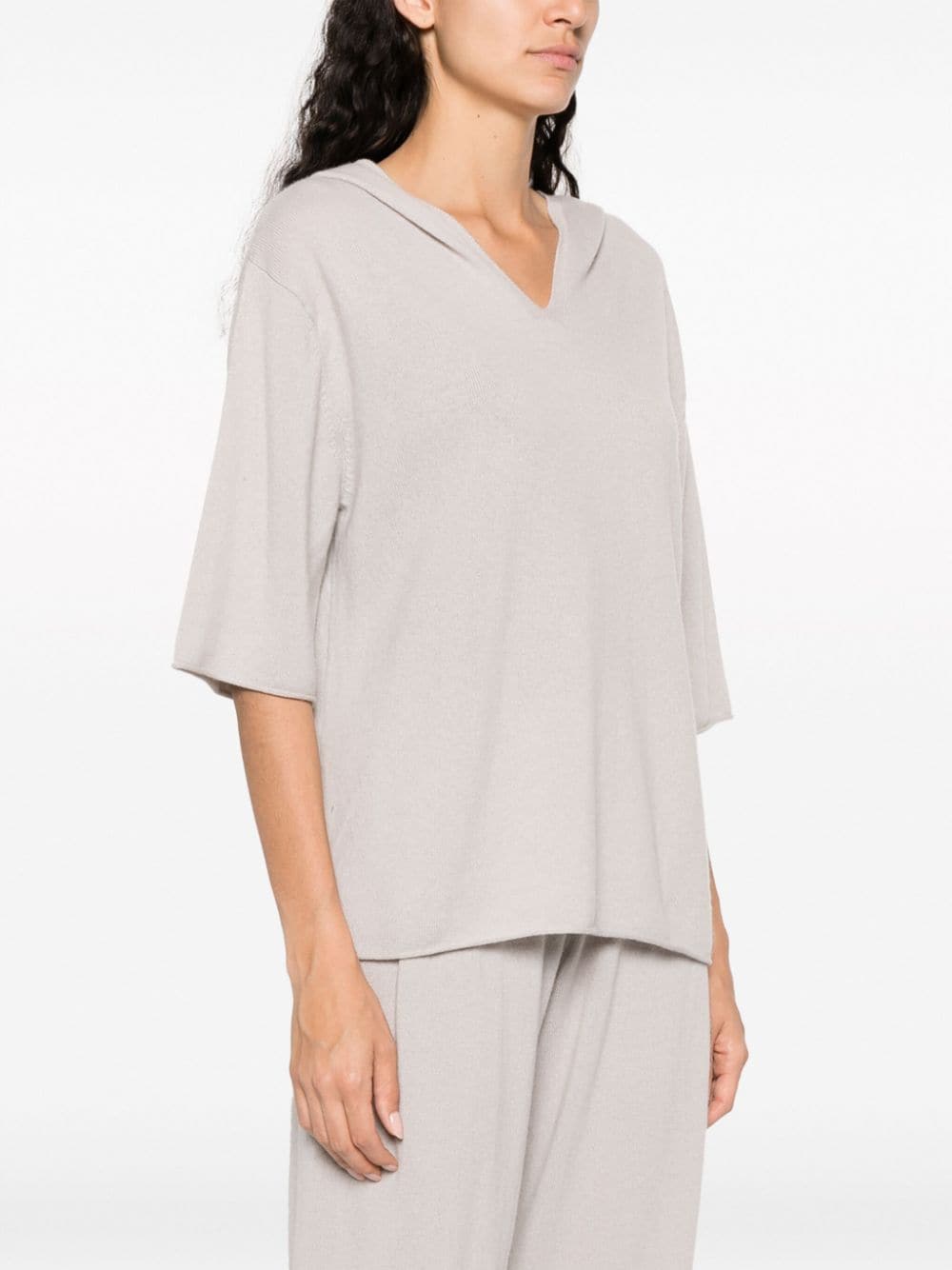Shop Lisa Yang Hooded V-neck Cashmere Top In Neutrals