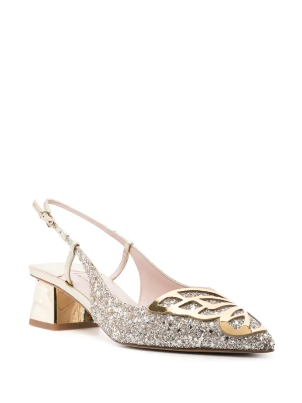 Sophia Webster Butterfly 50mm Slingback Pumps | Gold | FARFETCH