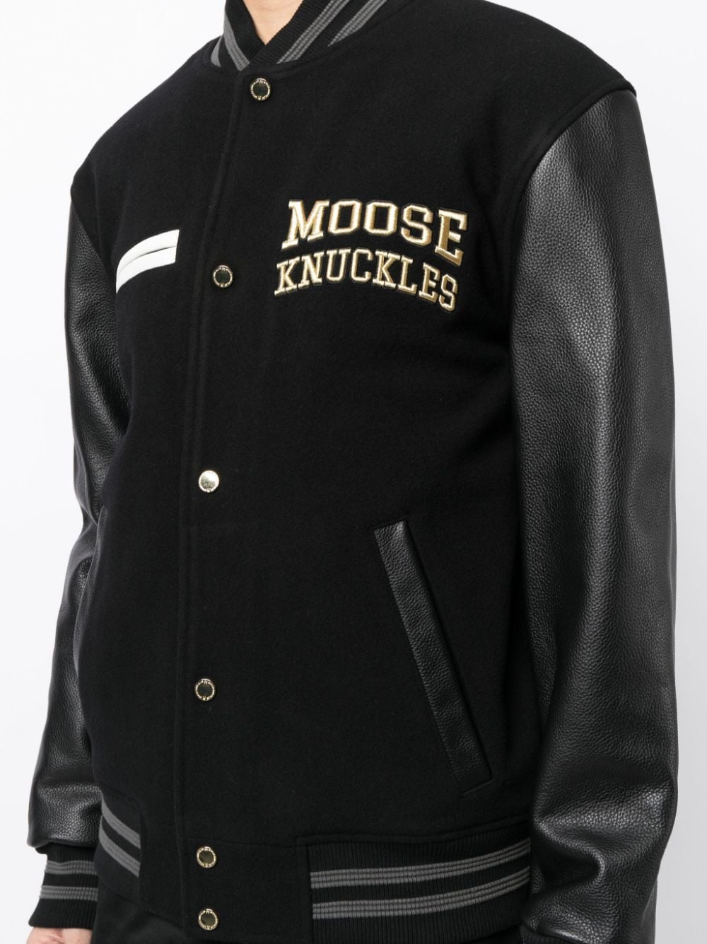 Shop Moose Knuckles Logo-embroidered Bomber Jacket In Grey
