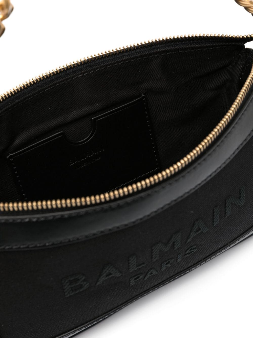 Shop Balmain B-army Logo-embroidered Shoulder Bag In Black