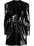 Del Core V-neck laminated minidress - Black
