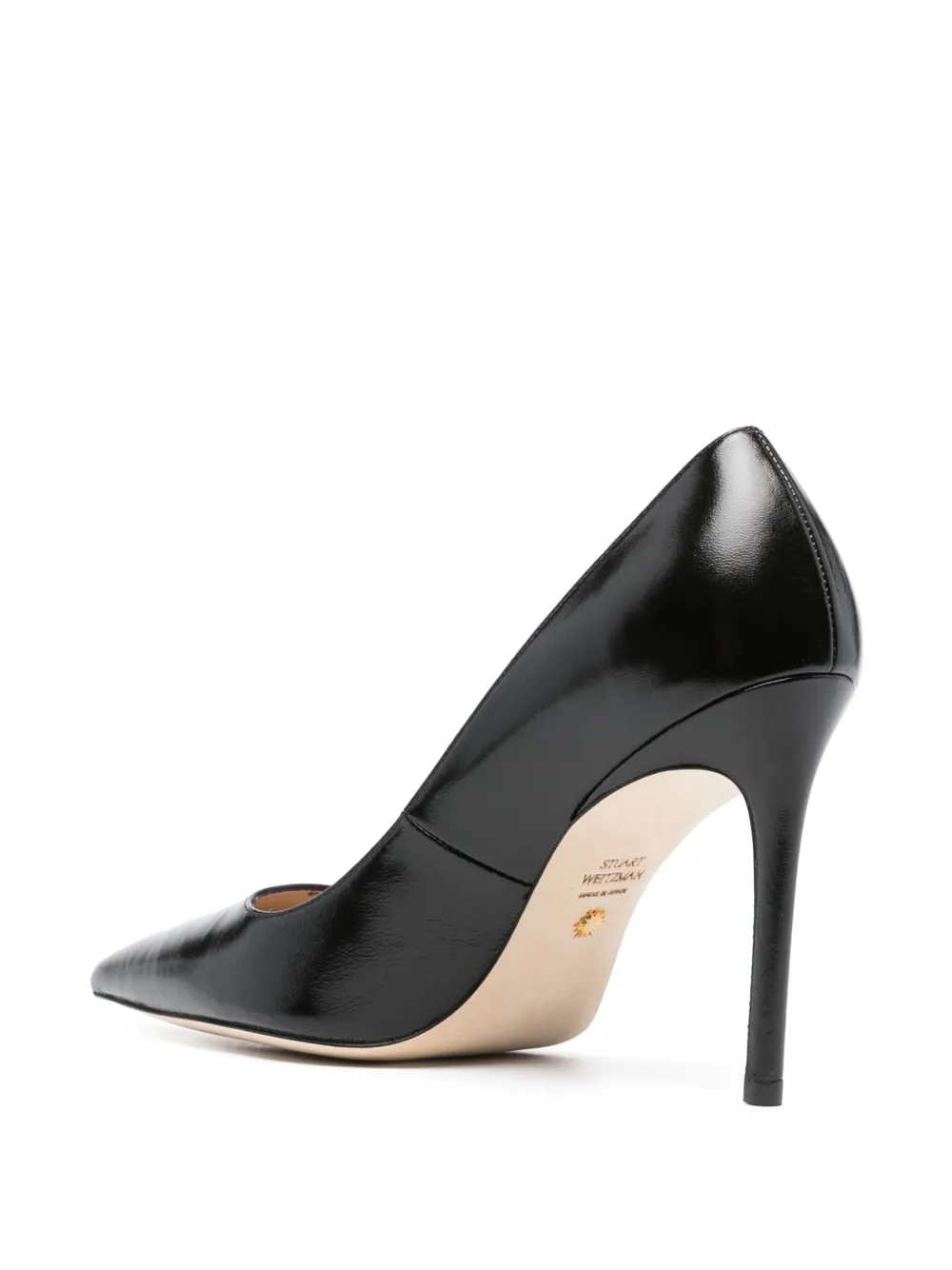 Stuart Weitzman Pointed Toe Stiletto Heel Pumps In Patent Leather In Black