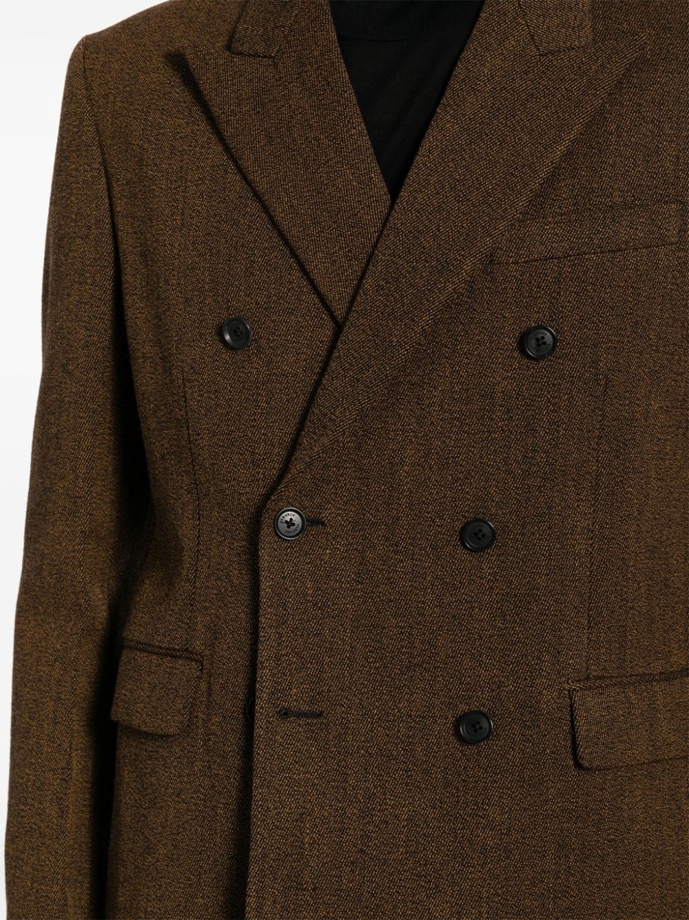Shop Versace Double-breasted Wool Blazer In Brown